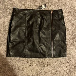 Faux black leather skirt